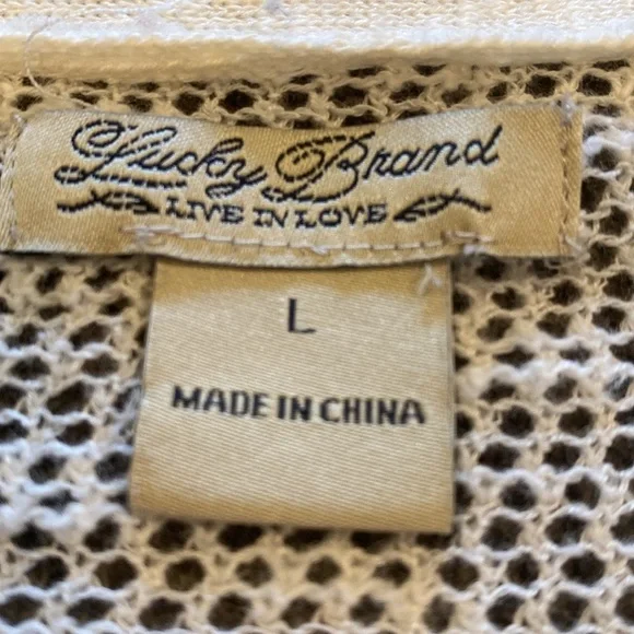 Lucky Brand ivory cardigan. Size L. Lightweight button down with pockets. - Picture 14 of 16